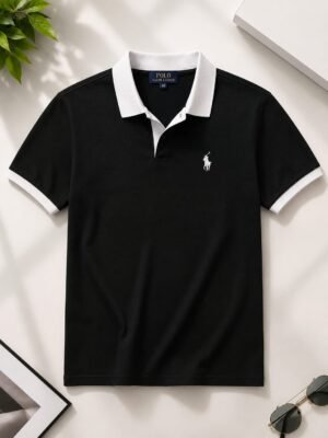 Ralph Lauren Black Premium Cotton Polo T-Shirt