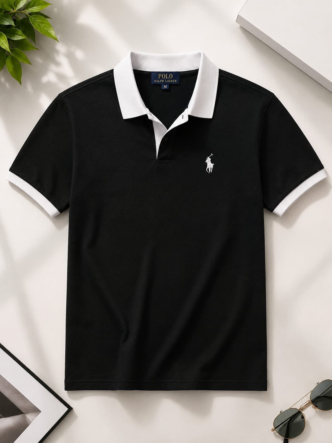 Ralph Lauren Black Premium Cotton Polo T-Shirt