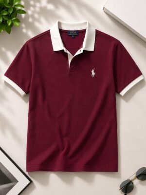 Ralph Lauren Maroon Premium Cotton Polo T-Shirt