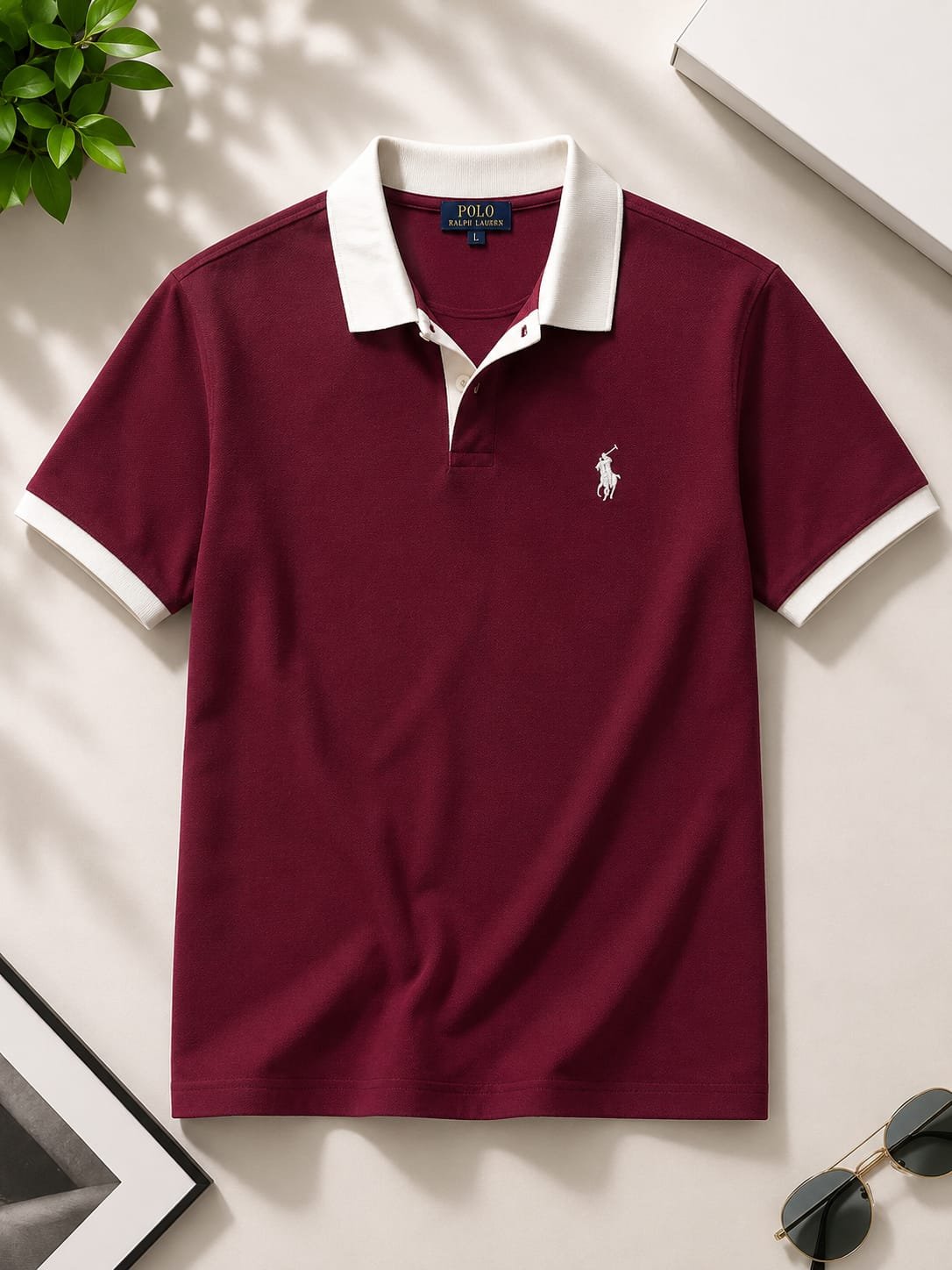 Ralph Lauren Maroon Premium Cotton Polo T-Shirt