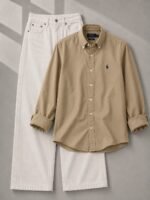COMBO DEAL [ BAIGE SHIRT AND OFF WHITE SEMI BAGGY PENT ]
